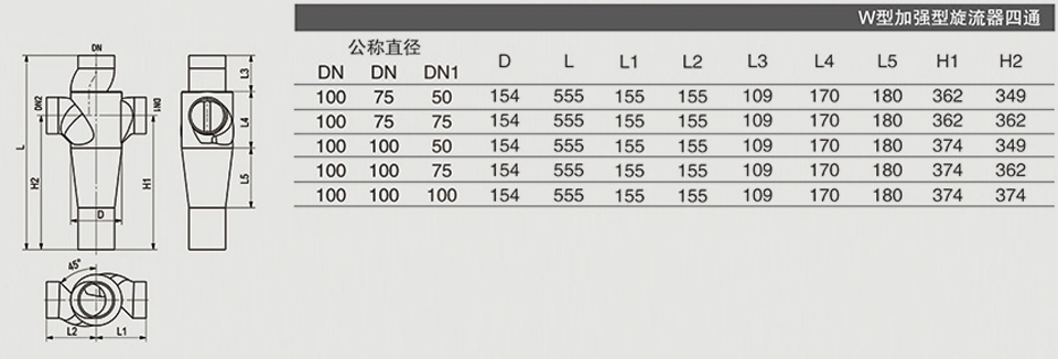 W型加強(qiáng)型旋流器四通 (2)